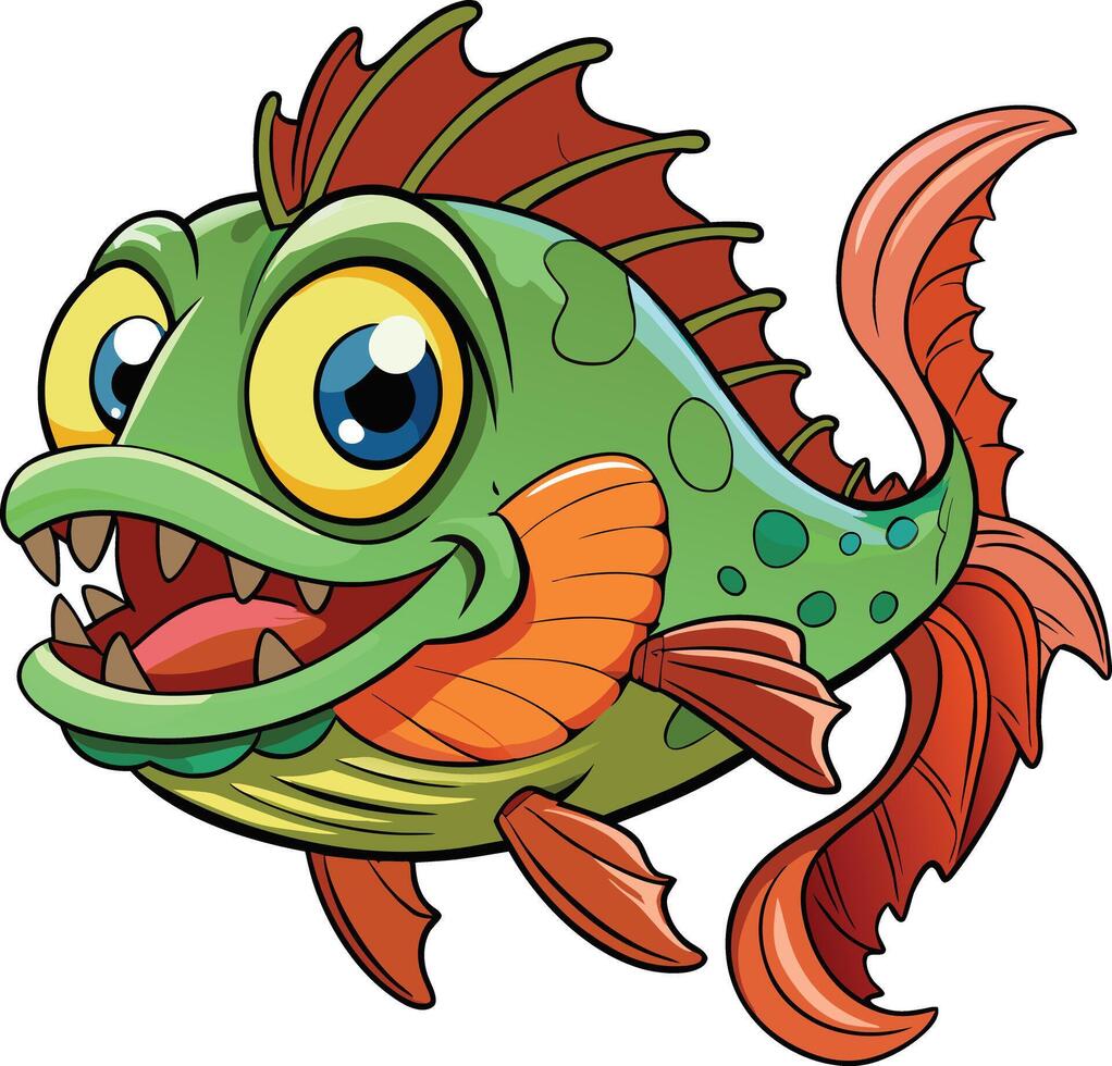 Cartoon monster fish vector