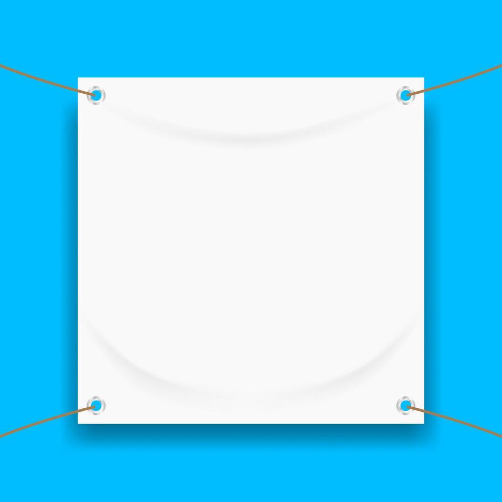 vinyl banner blank on light blue for mock up, fabric empty for banner advertising vector