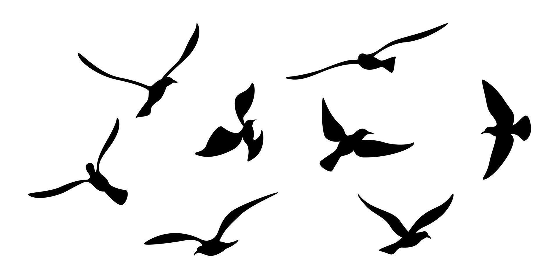 Flying Bird icon, Flock of Flying Birds Silhouette vector
