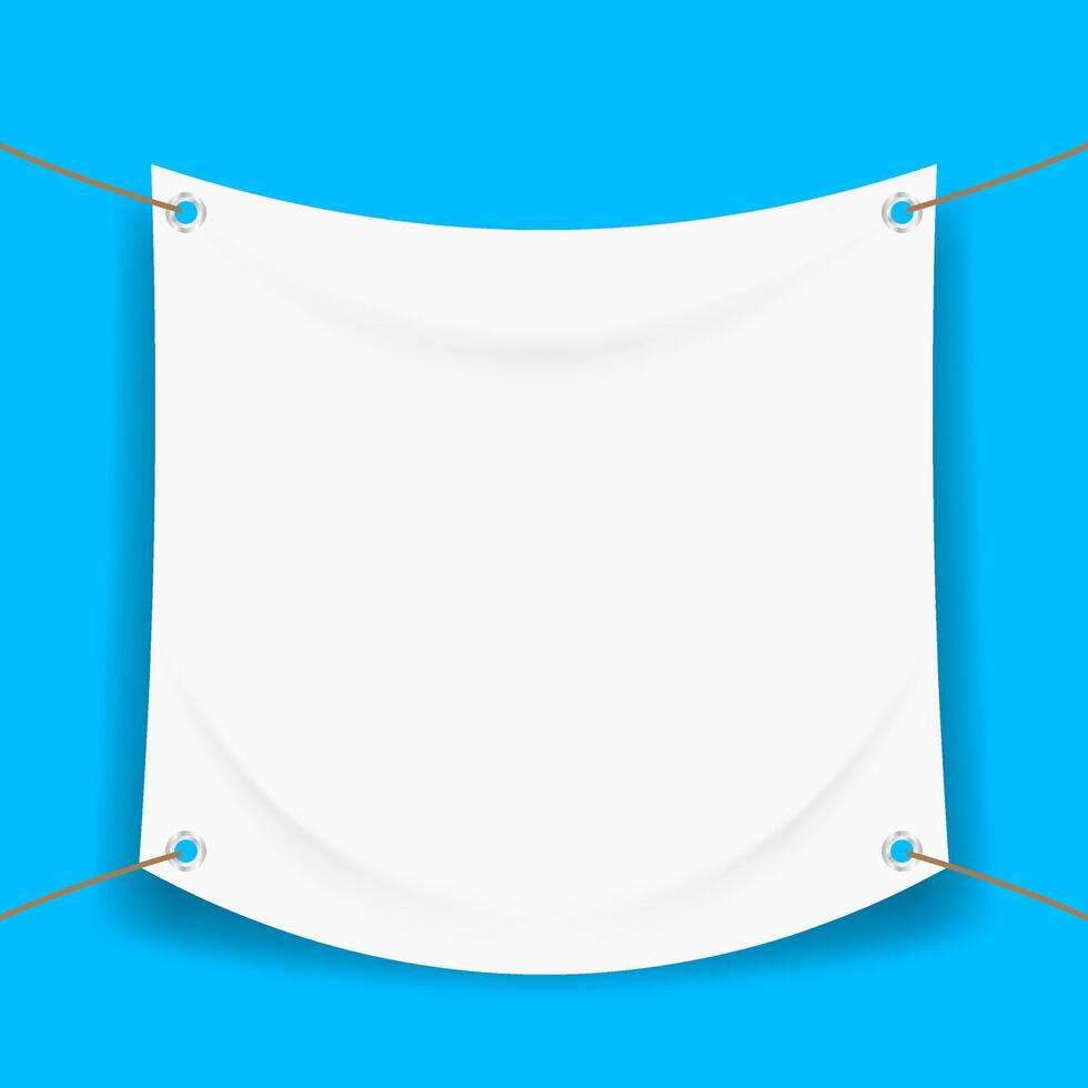 vinyl banner blank on blue for mock up, fabric empty for banner advertising vector