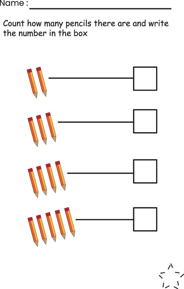 Counting Pencils Worksheet for Kids vector