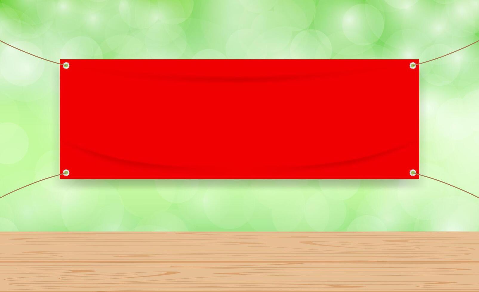 red vinyl banner blank for mock up design, fabric empty for banner advertising vector
