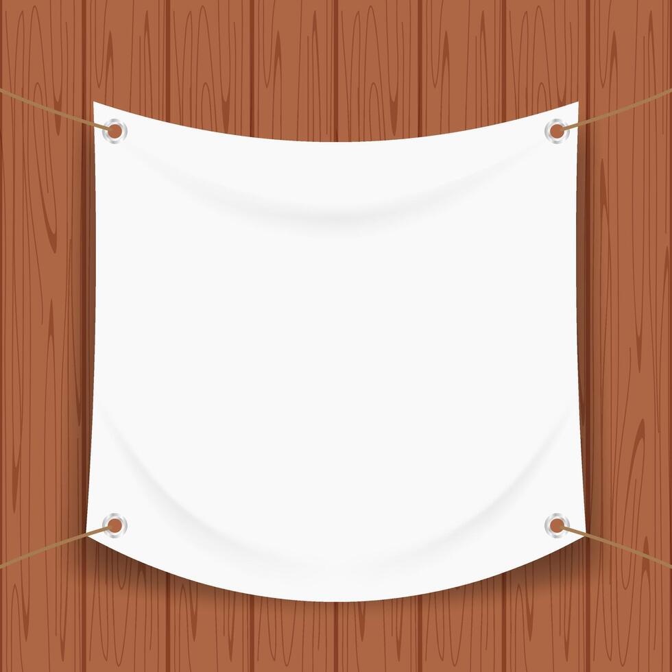 white vinyl banner blank for mock up, fabric empty for banner advertising vector