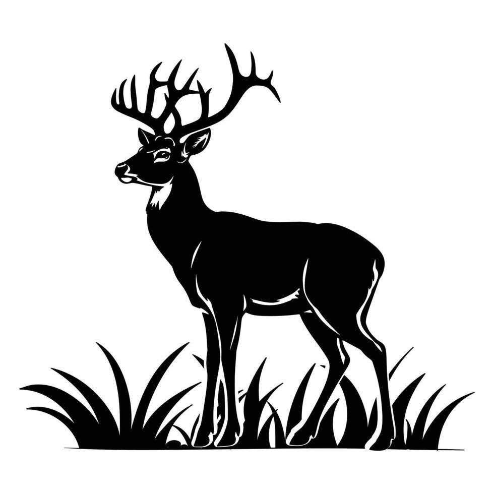 Deer silhouette in the grass vector