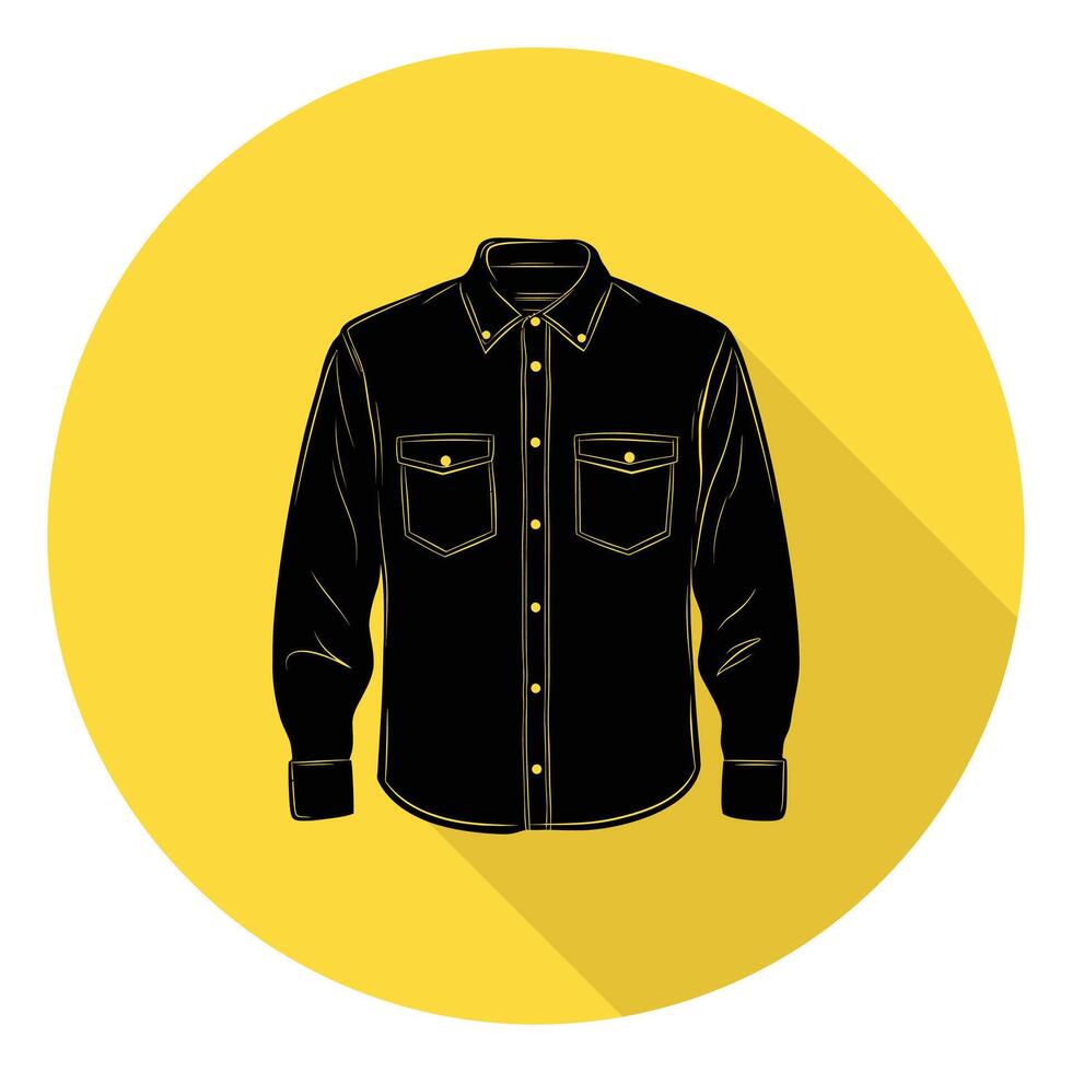 A black shirt with a long shadow on a yellow background vector