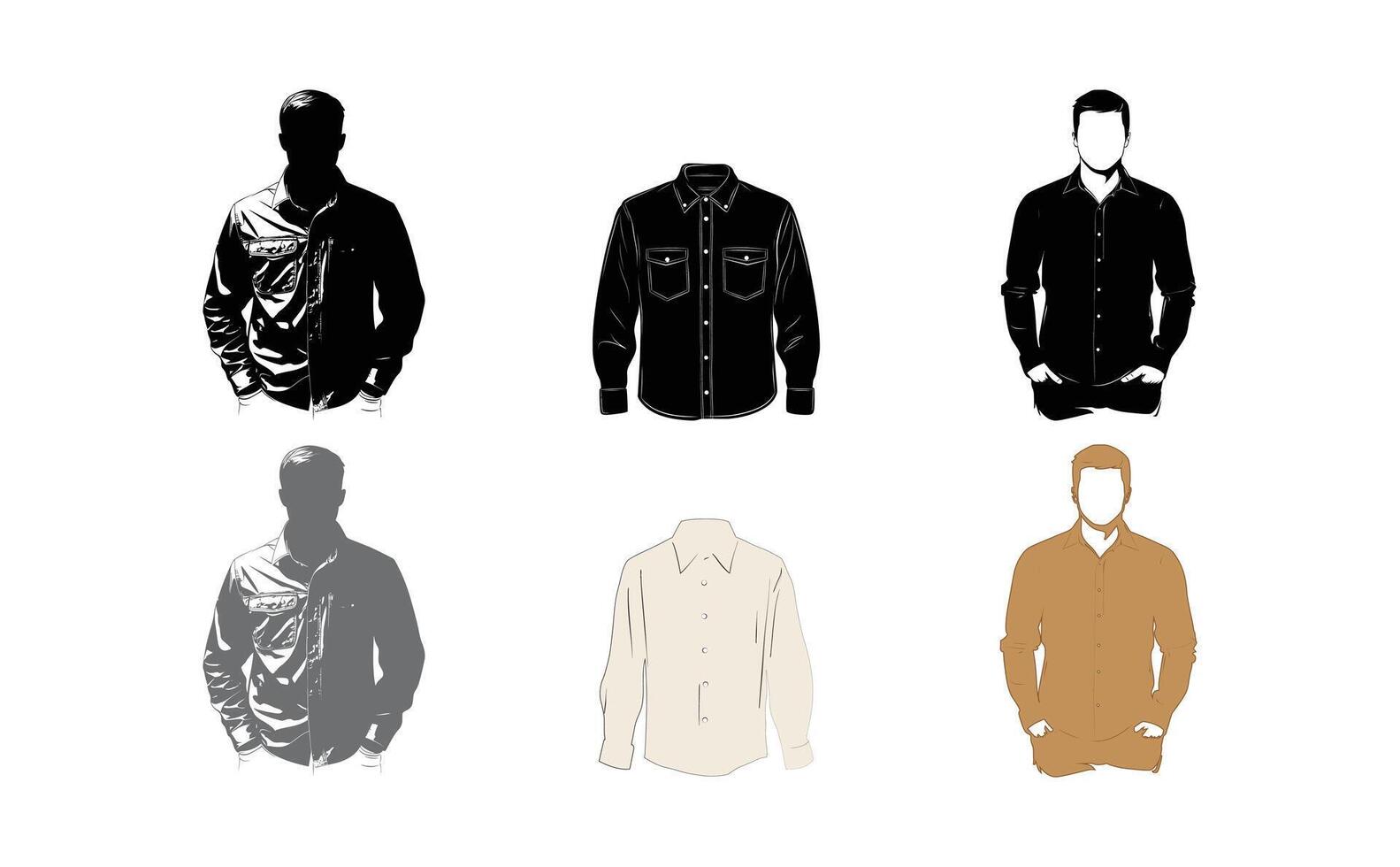 A set of different men's shirts vector
