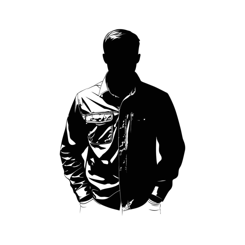 A silhouette of a man in a shirt vector