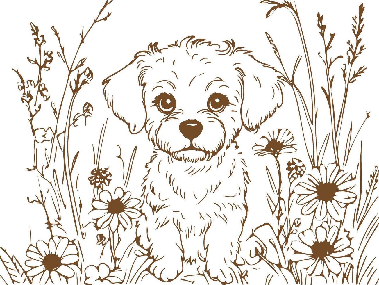 Dog with a pencil vector
