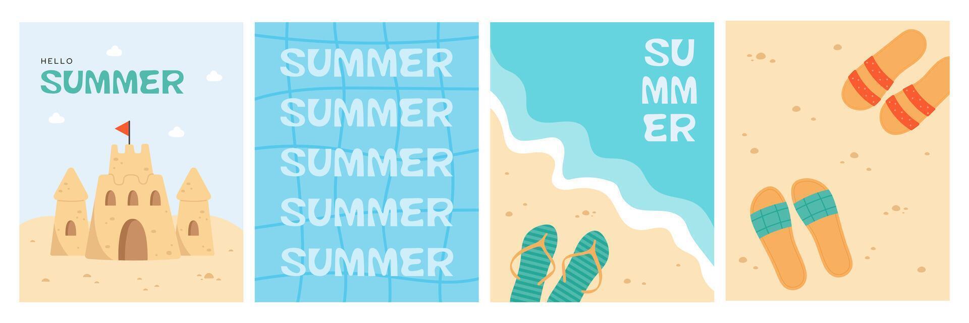Summer poster or greeting card design collection vector