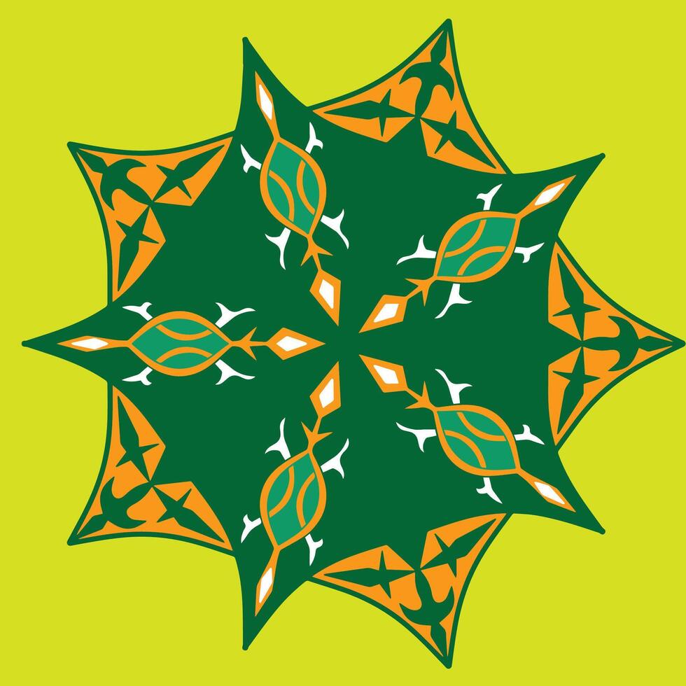 Mandala Pattern Ornament Green Color vector