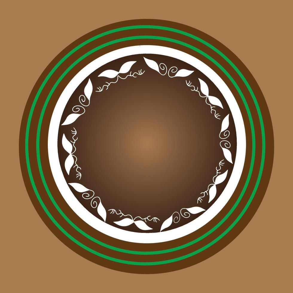 round frame floral ornament brown background vector