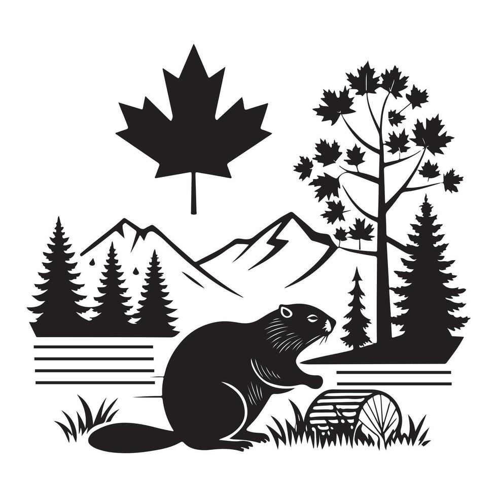 Canada Day silhouette Icon Design vector