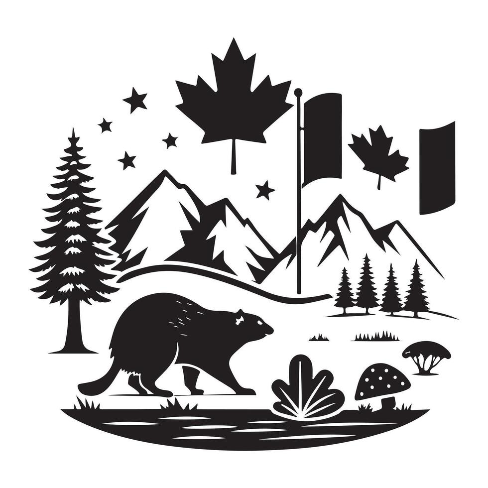Canada Day Parade Silhouette Art vector