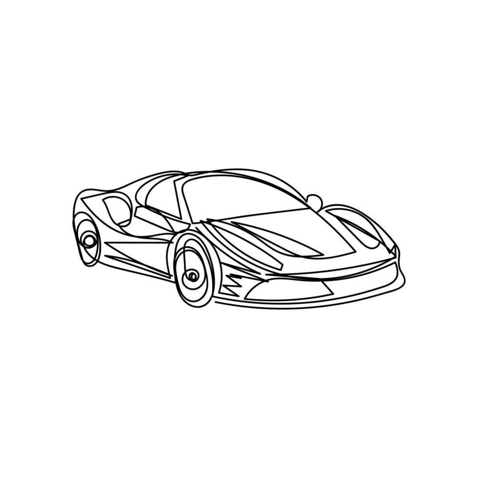 car one line art design black and white on white background vector