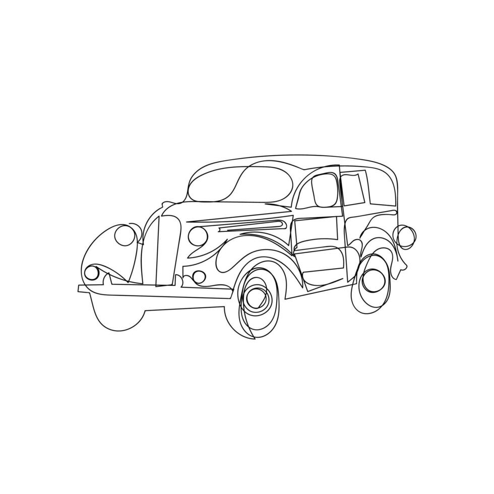 car one line art design black and white design vector