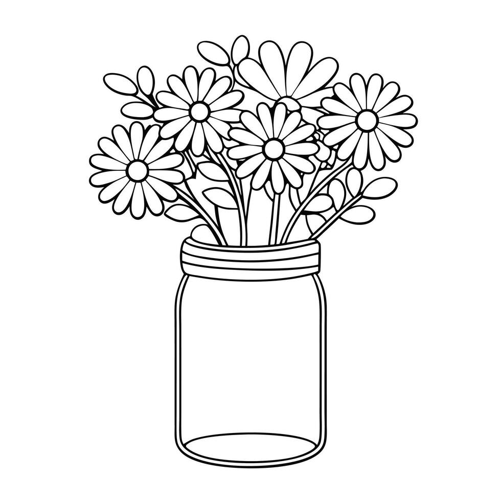 Black and white art simple outline drawing. vector
