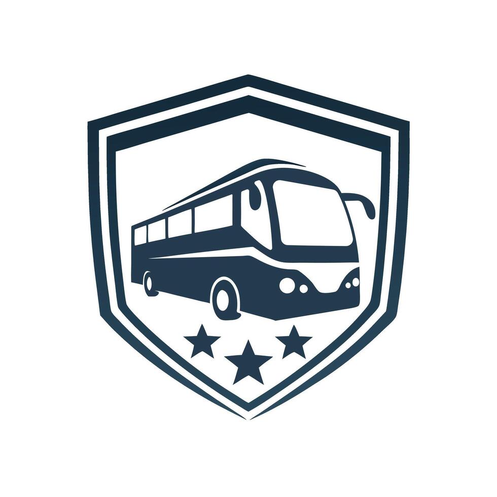 Logo design modern bus icon shield emblem. vector