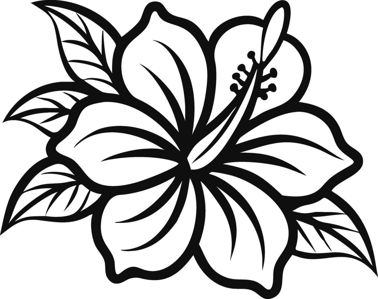 Black and white hibiscus flower graphic design. vector