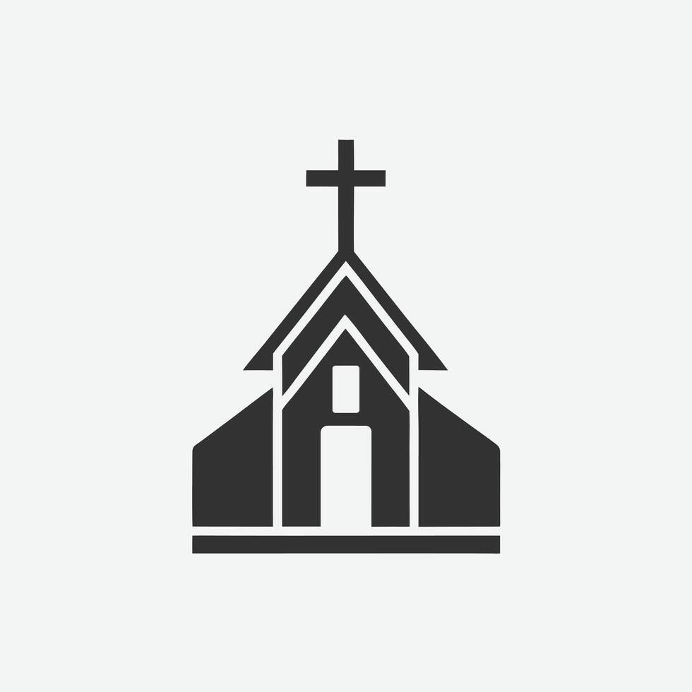 Church symbol minimal design black and white. vector