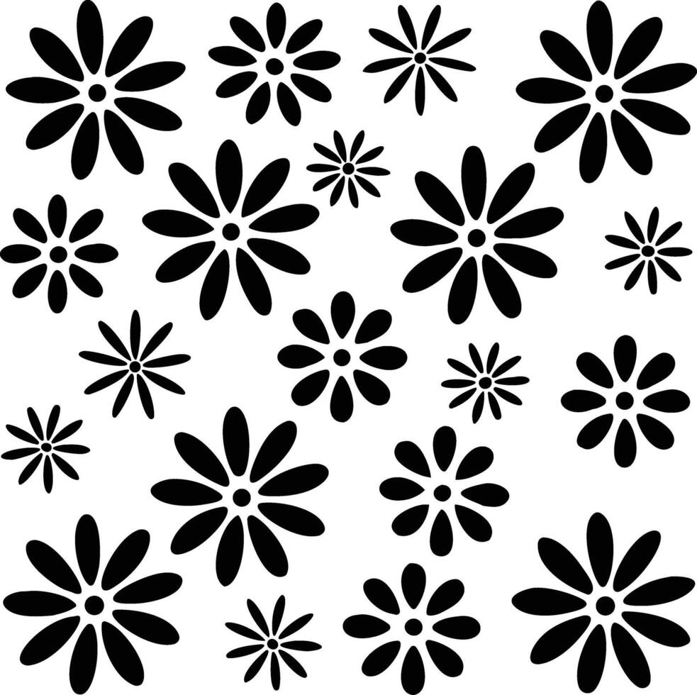 Black and white floral pattern simple daisy artwork. vector