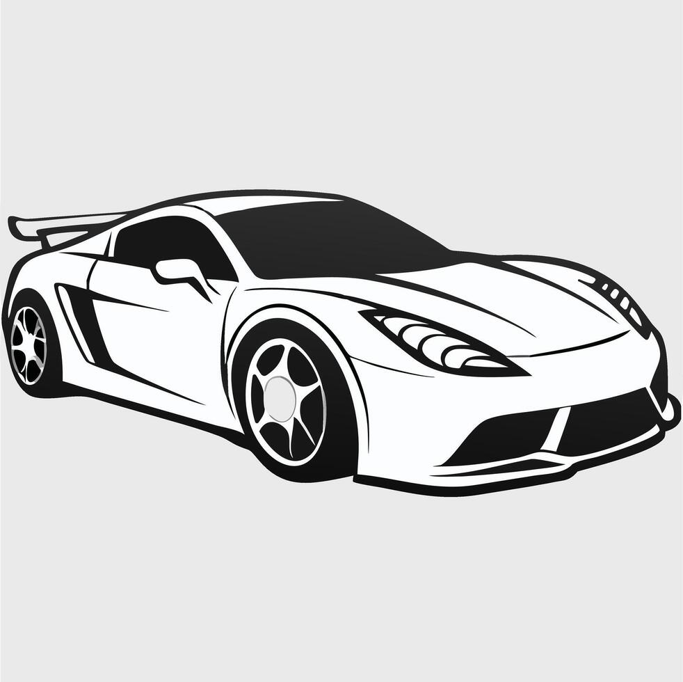 Luxury car Modern sleek black and white sketch. vector