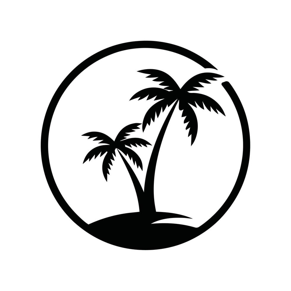 Palm tree black and white silhouette design. vector