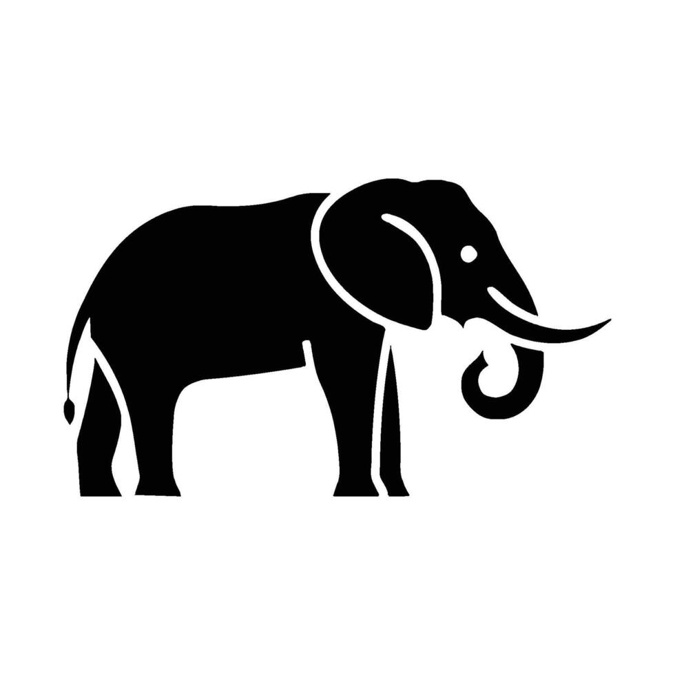 an elephant is shown in a black and white silhouette vector