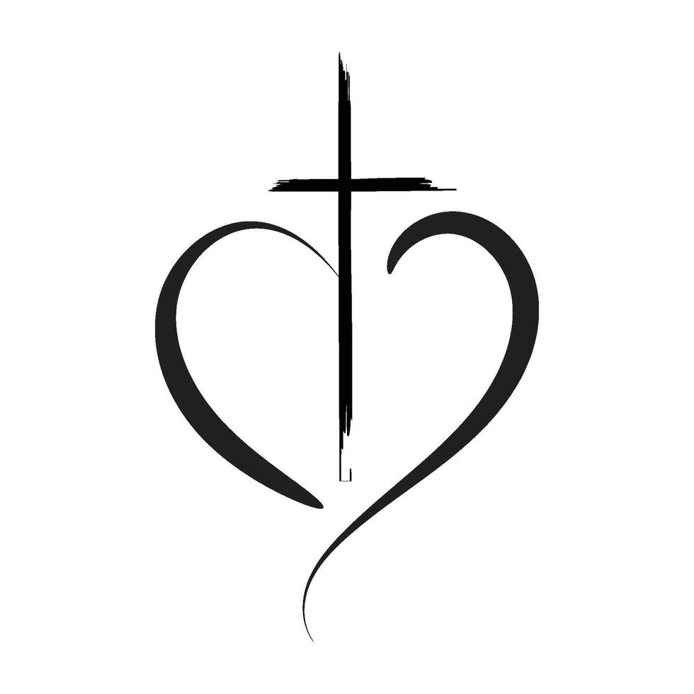 a heart with a cross in it vector