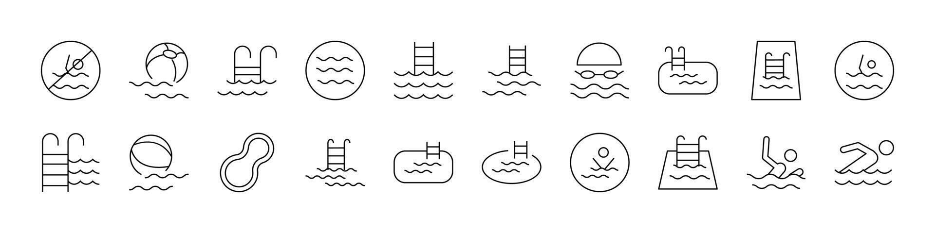 Simple Linear Icon of Swimming Pool. Minimalistic Linear Pictogram for Web and Graphic Design, Apps, Banners, Social Network and Cards vector