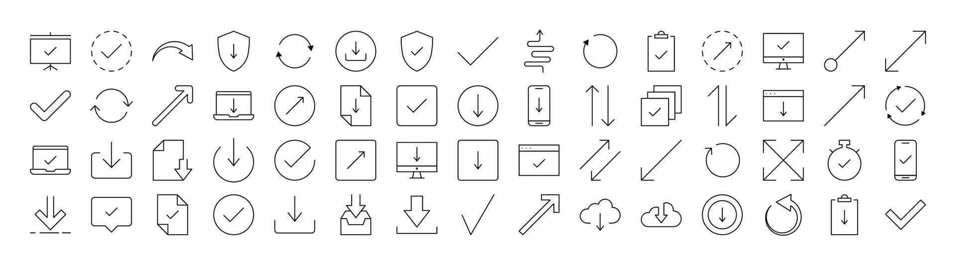 Round Arrow, Direction, Arrow Up, Arrow Down Modern Outline Style Icons for Design, Cards, Apps, Social Networks vector