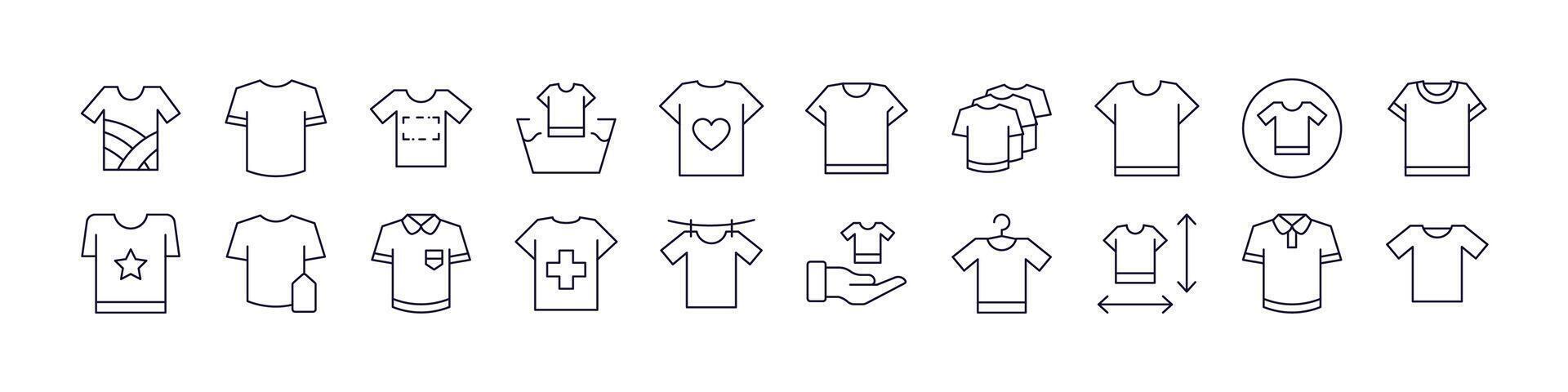 T Shirts Simple Isolated Line Icons Collection. Editable Stroke. Perfect for Web Sites, Books, Cards, Apps vector