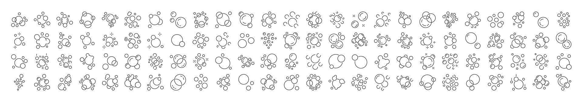 Foam Line Icon Set. Foam Outline Signs for Graphic and Web Design, Apps, Adverts, Various Cards vector