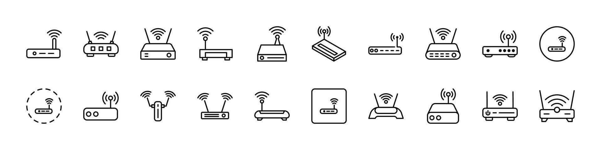 Wi Fi Router Simple Isolated Line Icons Collection. Editable Stroke. Perfect for Web Sites, Books, Cards, App vector