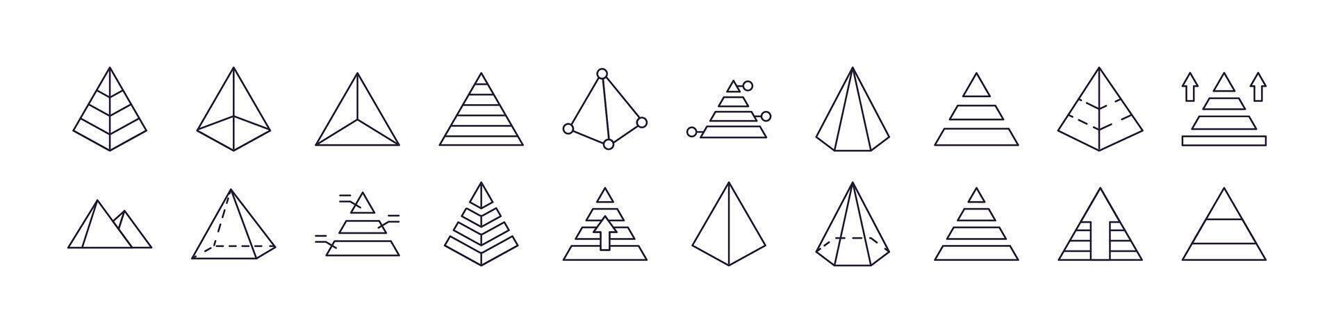 Pyramid Collection of Thin Icons. Editable Stroke. Perfect for Web Sites, Books, Cards, Apps vector