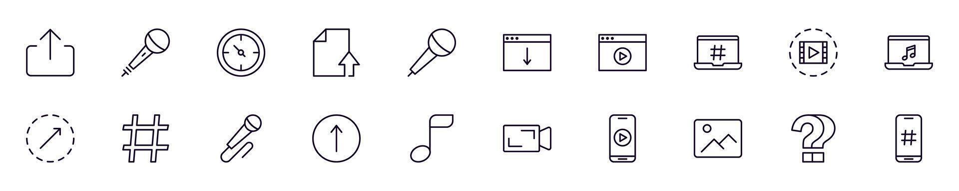 Set of outline symbols of essential signs for interface. Line icon perfect for web sites, newspapers, articles, book vector