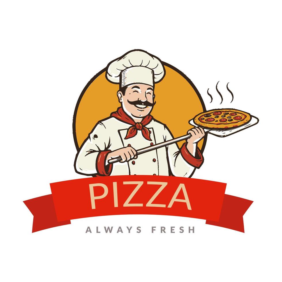 Pizza logo. A modern logo example designed for pizza restaurants and fast food businesses. Editable logo template. vector