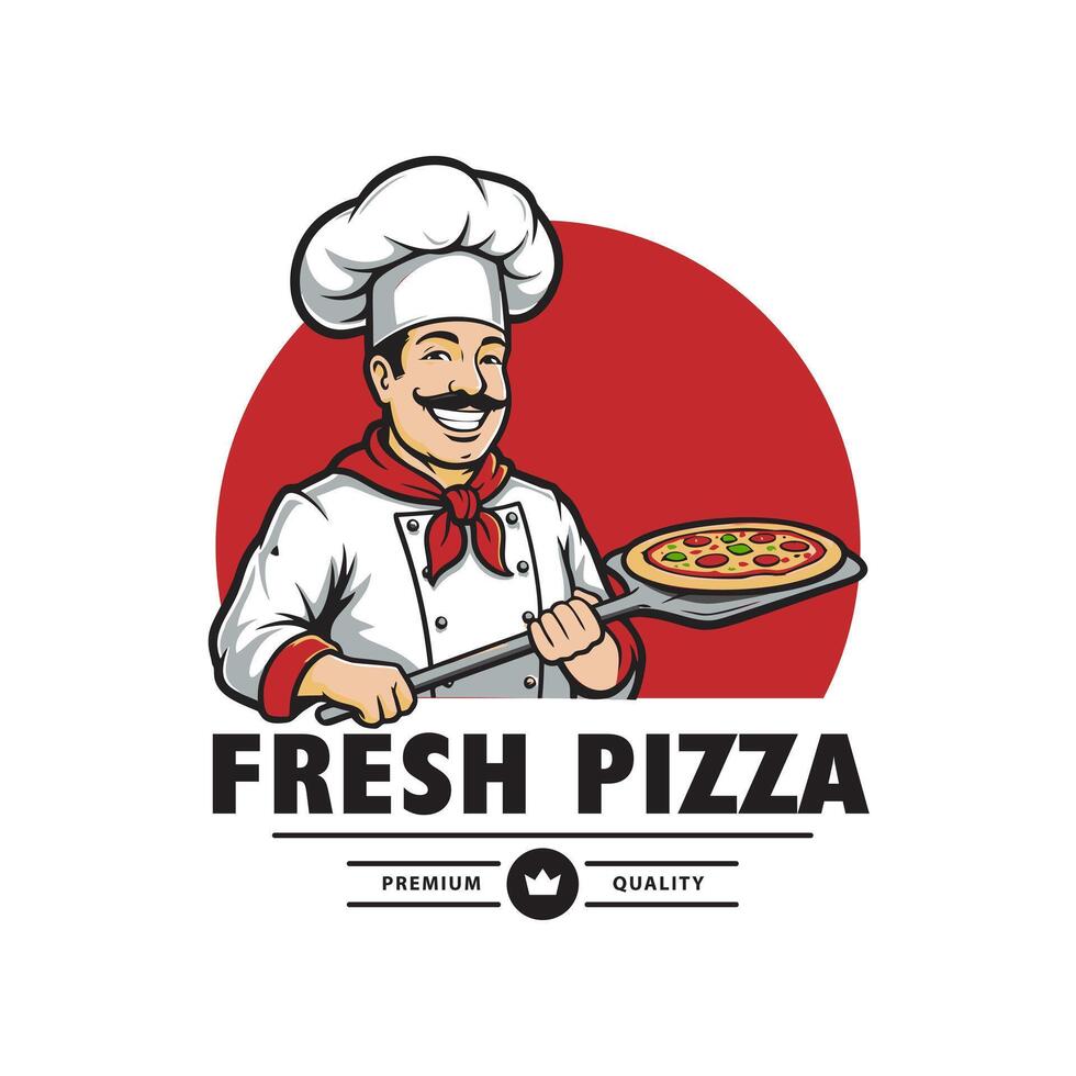 Pizza logo. Ideal for restaurants that serve Italian cuisine and pizza. Editable logo template. vector