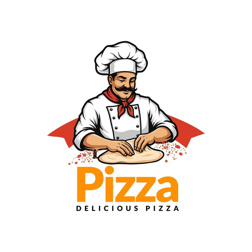 Pizza logo. An impressive logo solution for restaurants and catering services. Editable logo template. vector