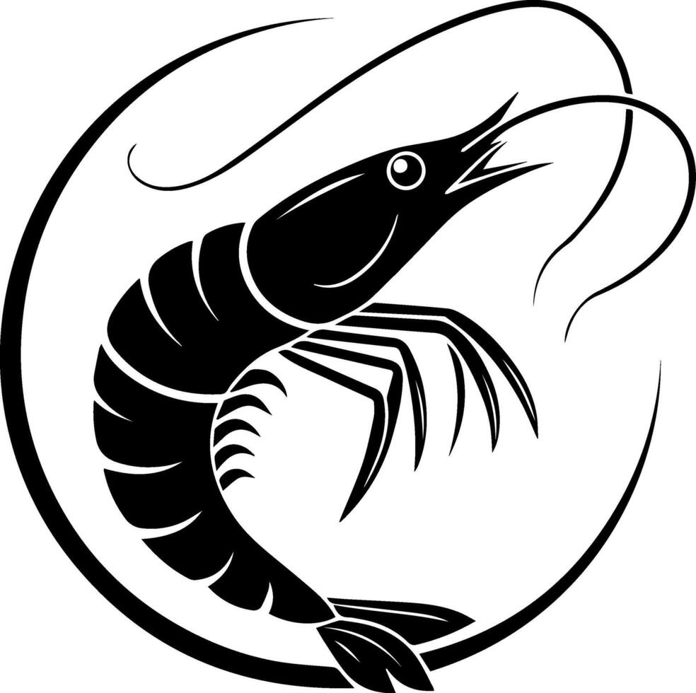Shrimp silhouette , white background. vector