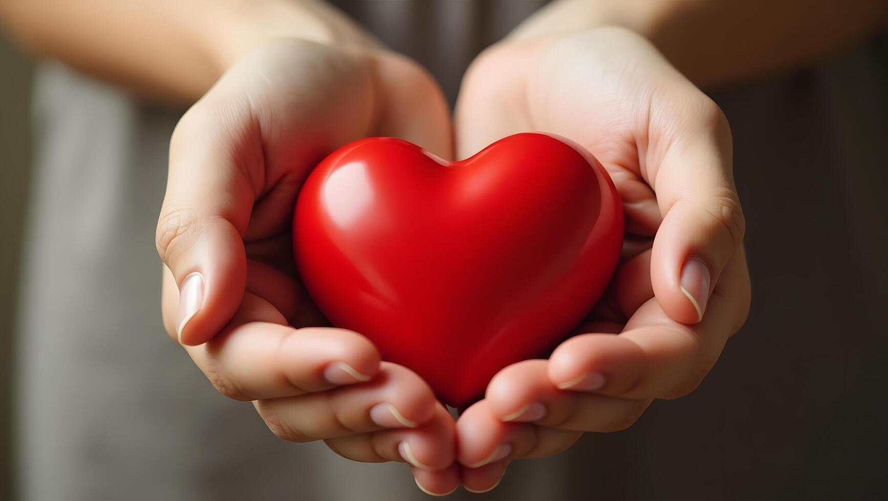 Hands Holding a Red Heart Symbolizing Love, Care, and Generosity photo