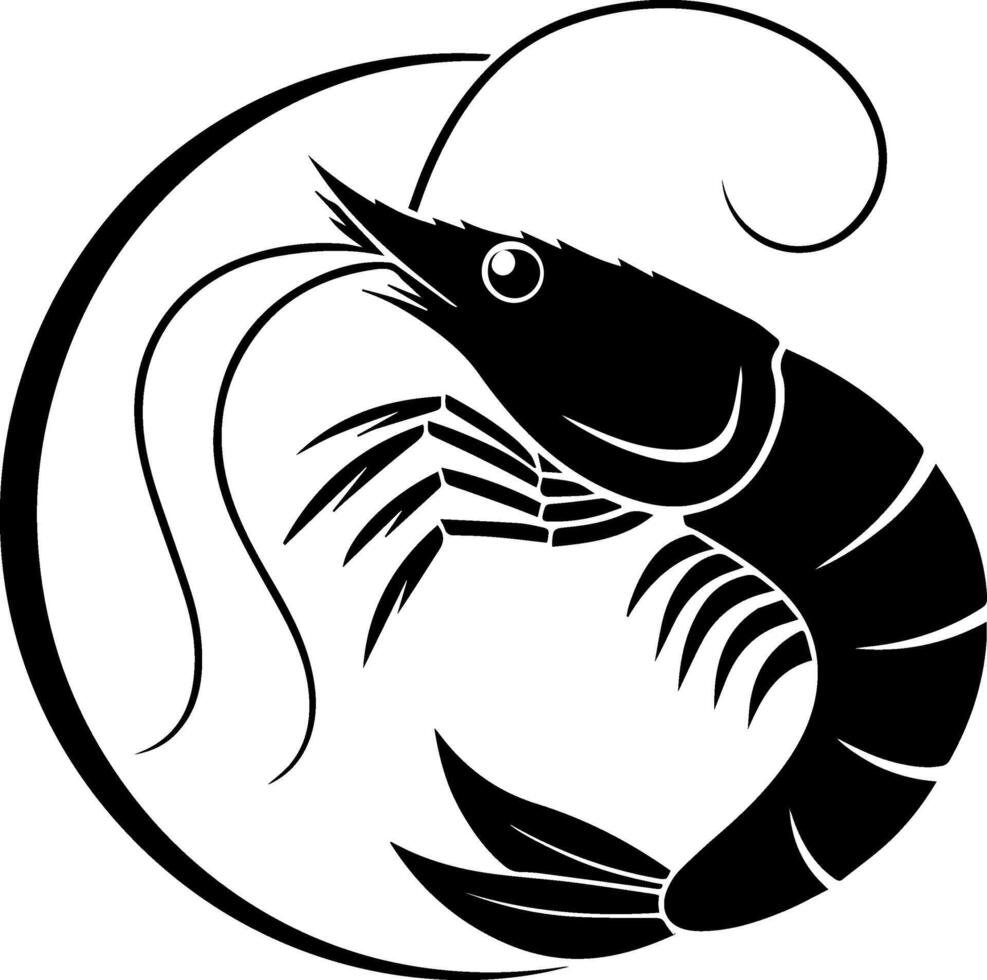shrimp silhouette on white background vector