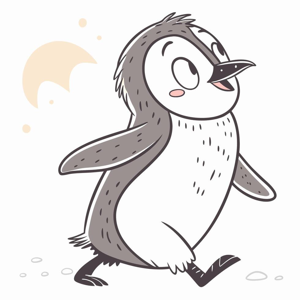 a cartoon penguin is walking and smiling vector