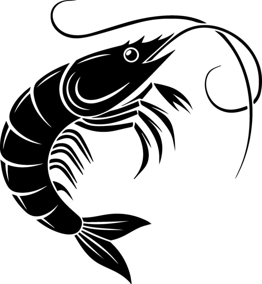 Cartoon shrimp silhouette art illustration white background vector