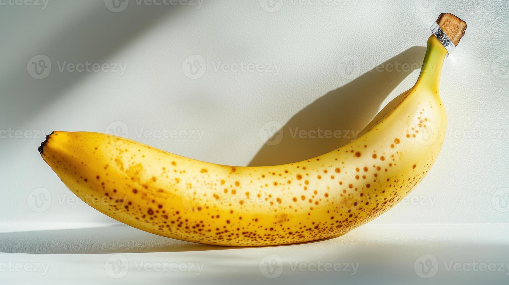 Single banana, spotted, studio shot, sunlight highlights photo