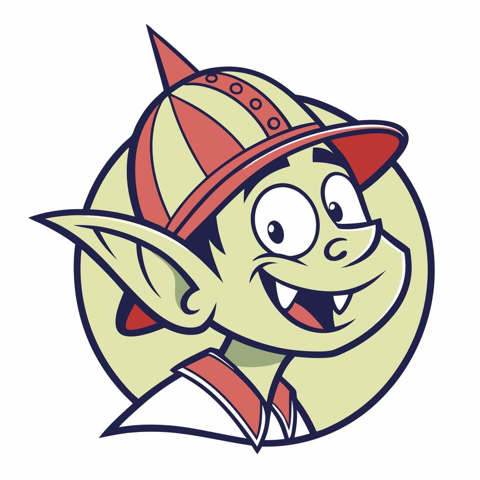 a cartoon elf with a hat on his head. vector