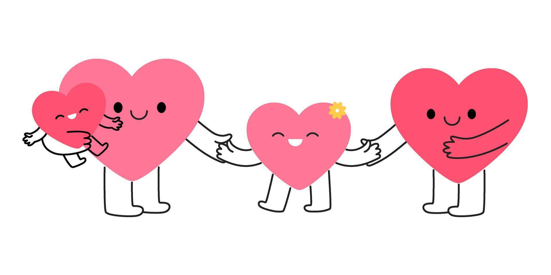 Happy Family pretty heart characters with children together vector