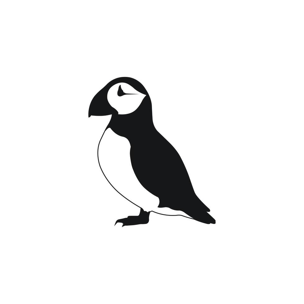 Black and white puffin bird icon vector