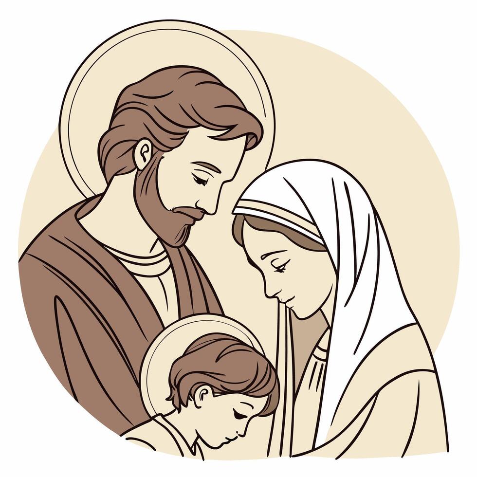 the holy family of jesus and mary. vector