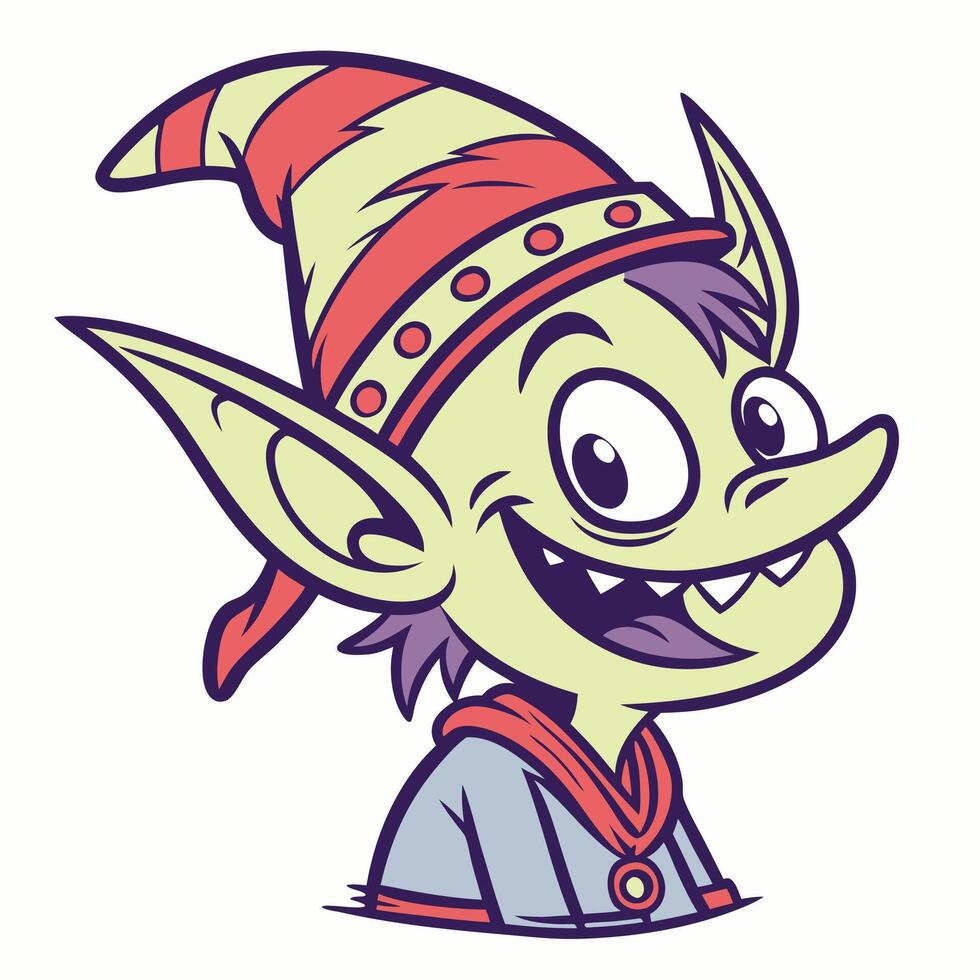 a cartoon elf with a hat on his head vector