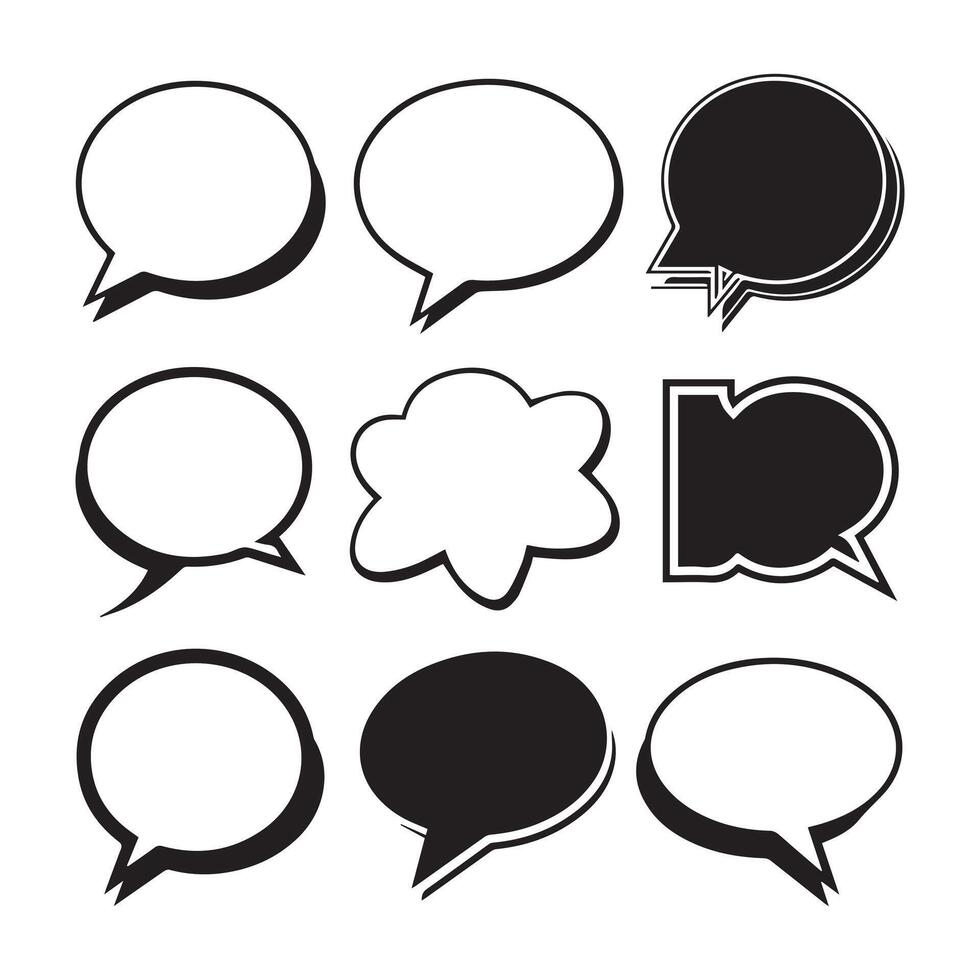 Hand drawn Collection of speech bubbles Doodle set element vector